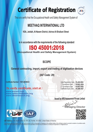 ISO 45001:2018 Certificate